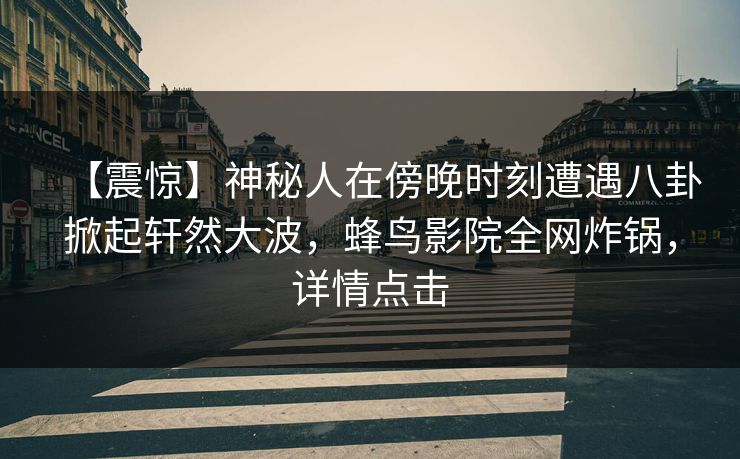 【震惊】神秘人在傍晚时刻遭遇八卦掀起轩然大波，蜂鸟影院全网炸锅，详情点击