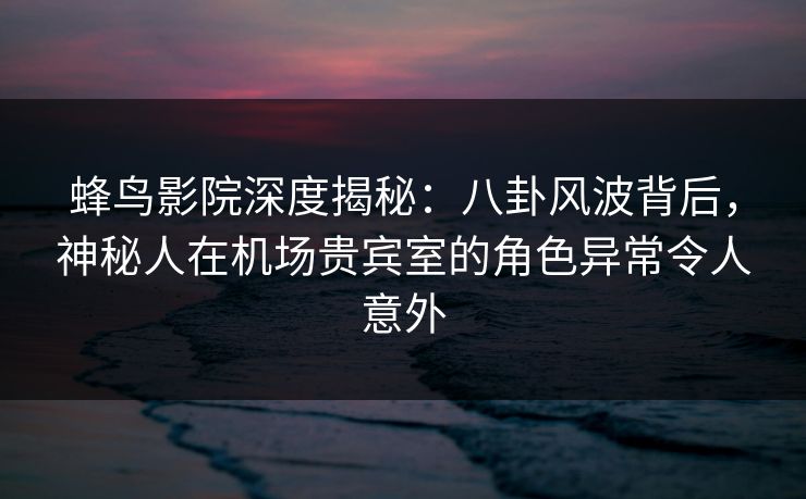 蜂鸟影院深度揭秘：八卦风波背后，神秘人在机场贵宾室的角色异常令人意外